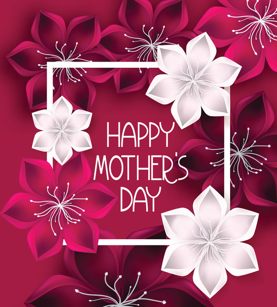 Bright floral design background with mother's Day wishes - ベクター画像