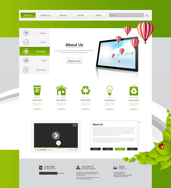 Eco website design template - Διάνυσμα, εικόνα