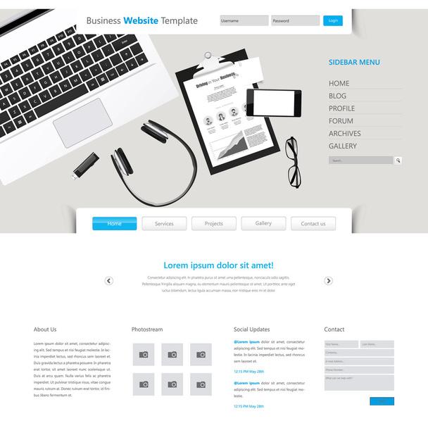 Modern Business Website Template Design - Vector, Image