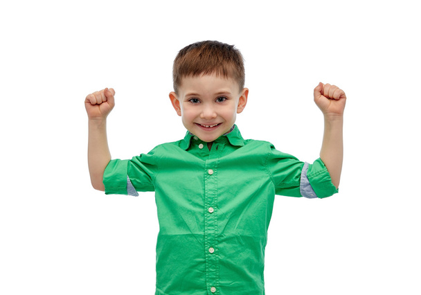 happy smiling little boy with raised hand - Foto, imagen