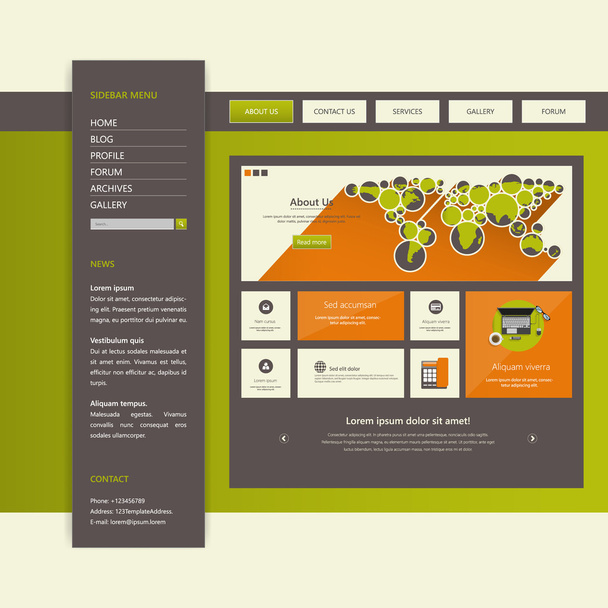 Flat Colorful Website Template Design - Vector, Imagen