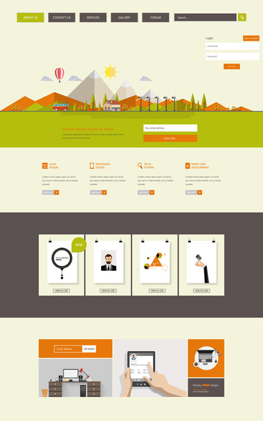 Flat Colorful Website Template Design - Vector, Image