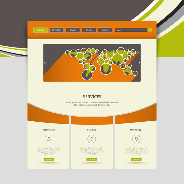 Düz renkli web sitesi şablon tasarımı - Vektör, Görsel