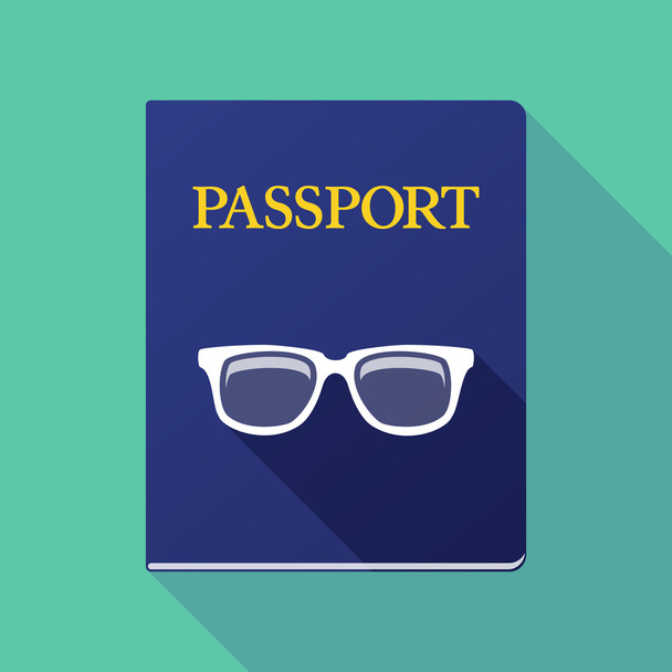 Long shadow passport with a glasses - Vector, Image