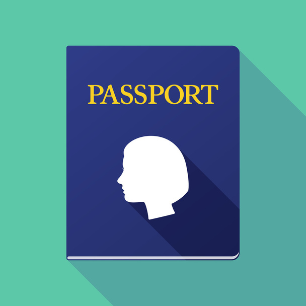 Long shadow passport with a female head - Vector, Image