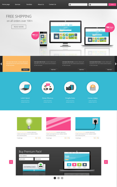 Modern Flat Website Template Design. - Vector, Image