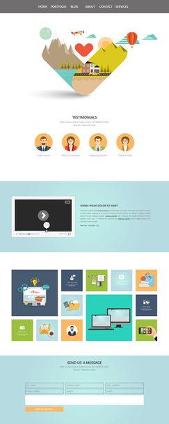 Flat page website design template - Vector, Image