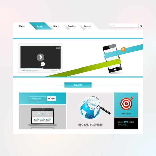 Minimalistic Business website design template - Vector, imagen