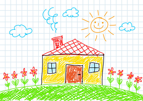 tekening van huis - Vector, afbeelding