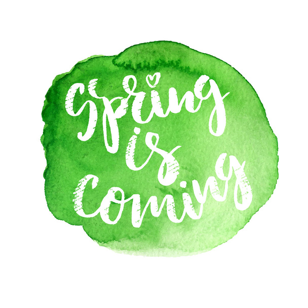 Handwritten lettering Spring is coming - Vector, Image