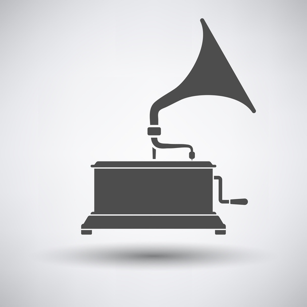 Gramophone icon on gray - Vector, Image