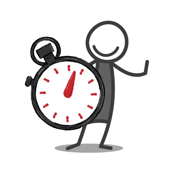 Stickman with stopwatch on white background. - Vector, Image
