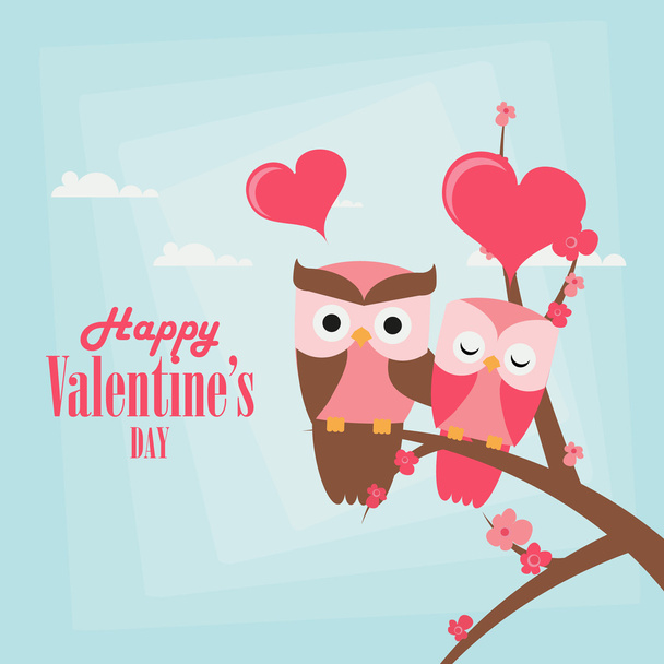 Happy Valentine's Day with couple of owls - Vecteur, image