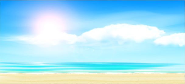 Пляж і тропічне море з яскравим сонцем
 - Вектор, зображення