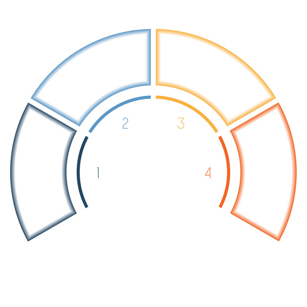 Infográficos colorido Semicircle para quatro opções de número
 - Foto, Imagem