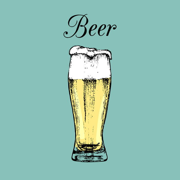 sketch of beer glass with foam - ベクター画像