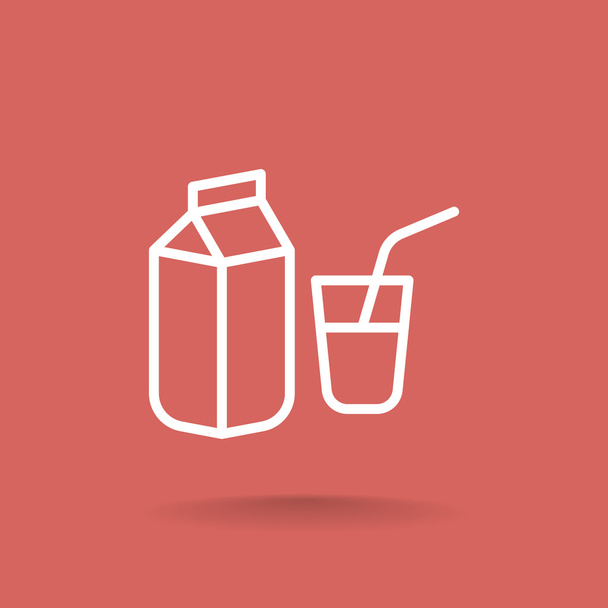 Milk pack and glass icon - Vector, Imagen