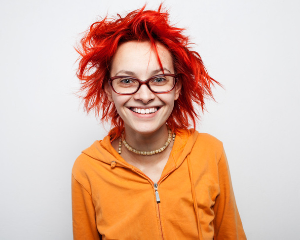  Close up ritratto di un pazzo giovane ragazza dai capelli rossi
 - Foto, immagini