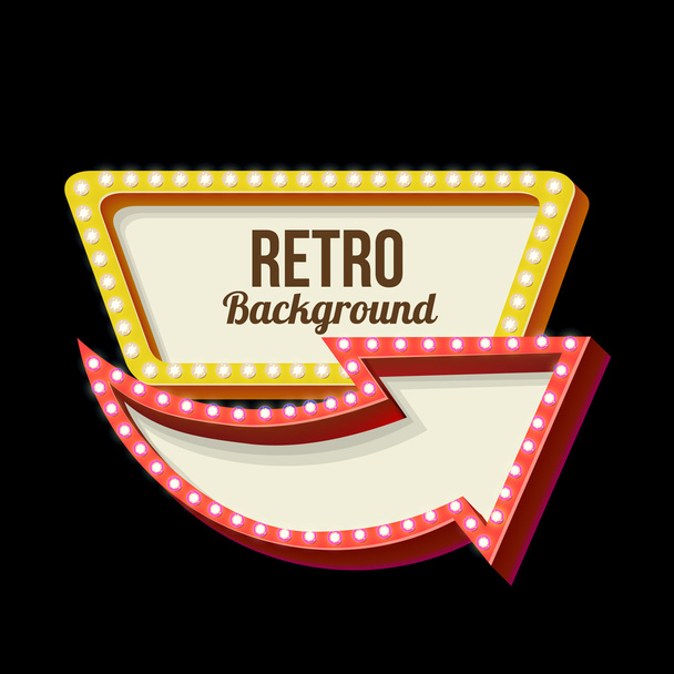 Night retro sign with lights - Vector, afbeelding