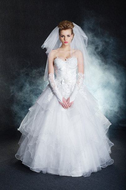 young beautiful bride in wedding dress - Photo, image
