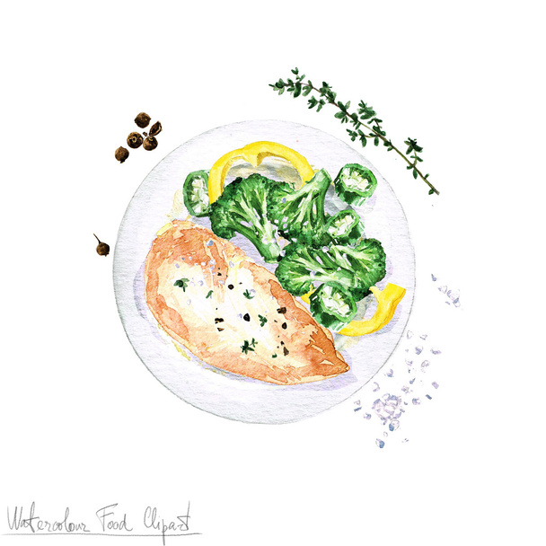 Watercolor Food Clipart - Chicken - Photo, Image