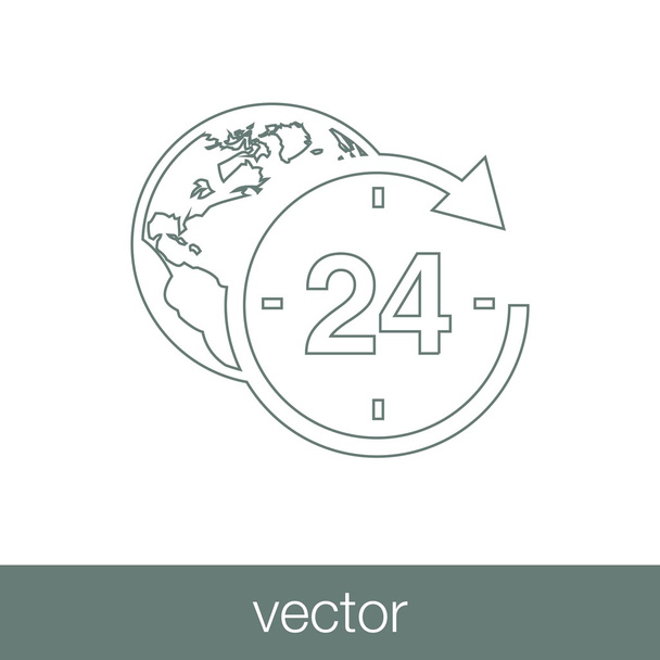 Always available - drawing of a 24 hours 7 days a week concept. A symbol for always available service. Concept flat style design illustration icon. - Vector, Image