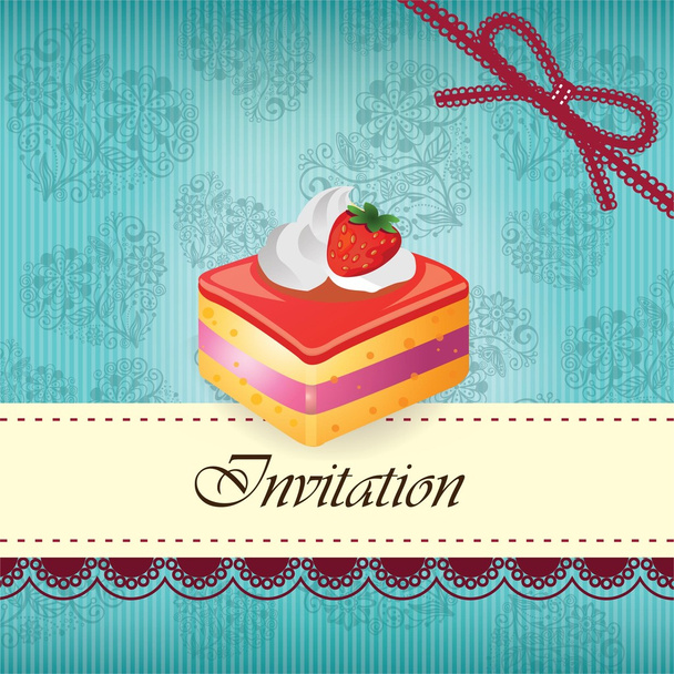 Vintage card with cake 08 - Vector, Image