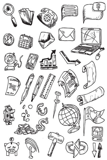 Hand draw money icon collection vector - Vecteur, image