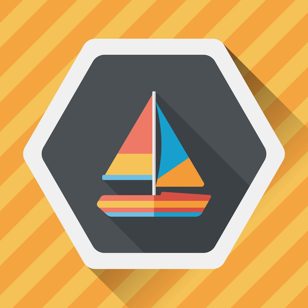 Transportation sailboat flat icon with long shadow,eps10 - Vector, afbeelding