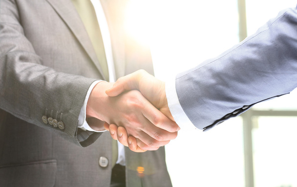 Business handshake. Two businessman shaking hands in the office. - Fotó, kép