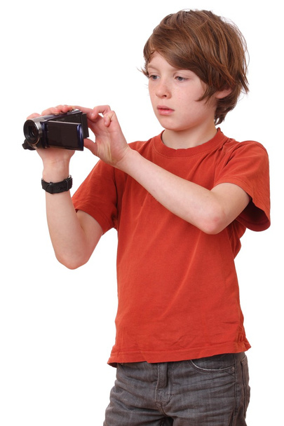 chłopiec z kamery - Zdjęcie, obraz