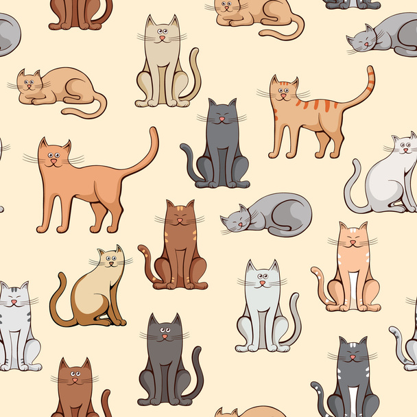 varios gatos patrón sin costura
 - Vector, imagen