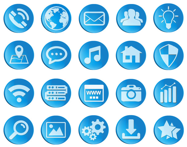 Blue web icons set - Foto, imagen