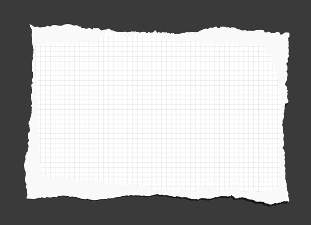 Σχισμένο λευκό διαγραμμισμένο σημειωματάριο χαρτί σε μαύρο φόντο - Διάνυσμα, εικόνα