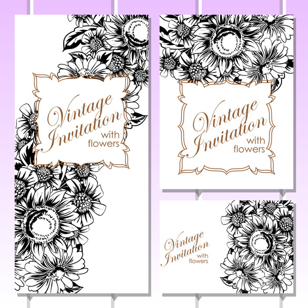 delicate invitation with flowers - Vector, afbeelding