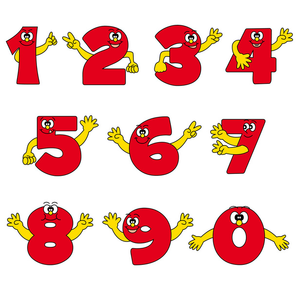Funny number cartoon collection - Vektör, Görsel