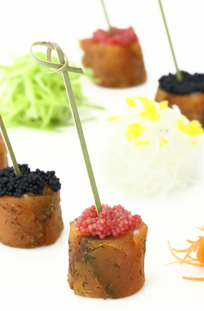 Finger food with salmon and caviar - Photo, Image