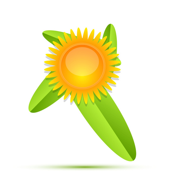 Nature sun and leaves icon - Διάνυσμα, εικόνα