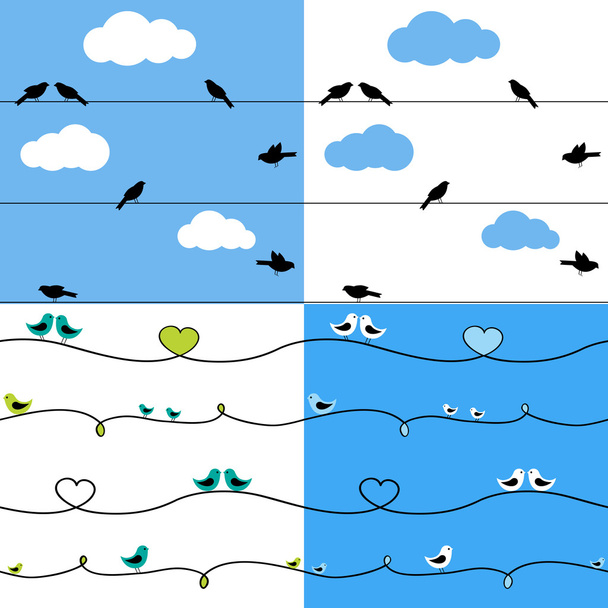 Birds on wires - Vettoriali, immagini