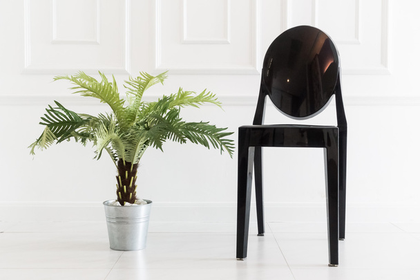 Cadeira vazia com vaso planta
 - Foto, Imagem
