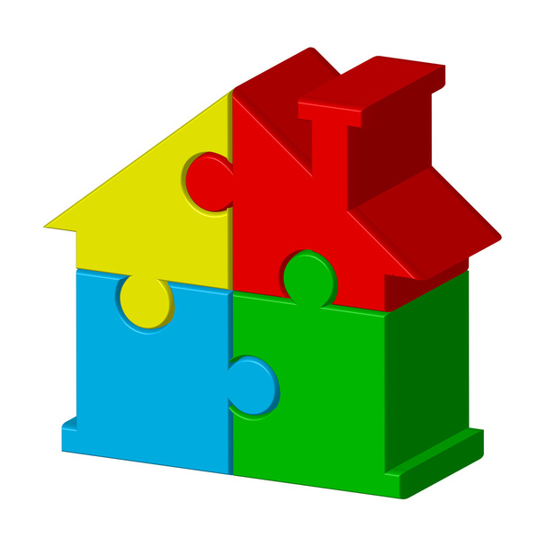 House from puzzles - Vetor, Imagem