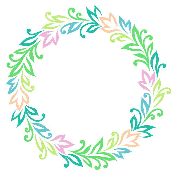 Round floral frame - Vector, imagen