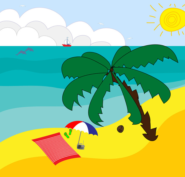 Tropická pláž - Vektor, obrázek