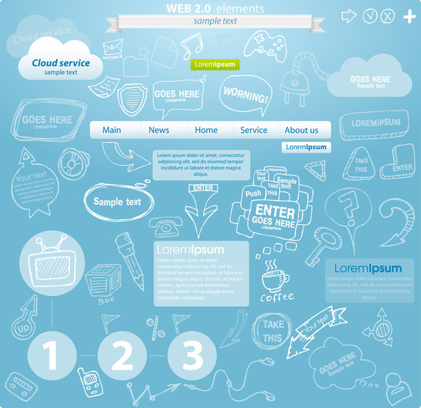 Cloud service web site design elements - Vektor, obrázek