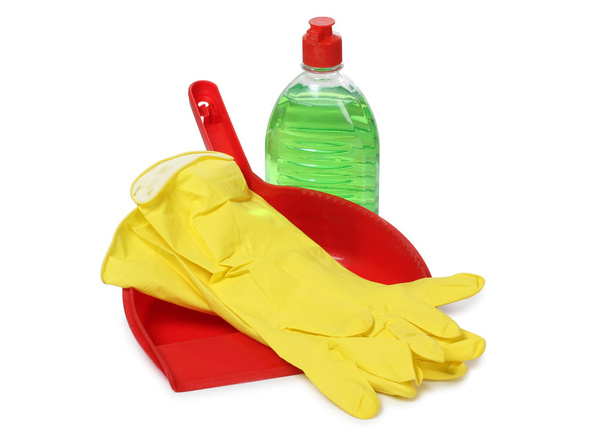 Cleaning tools on white background - Photo, image