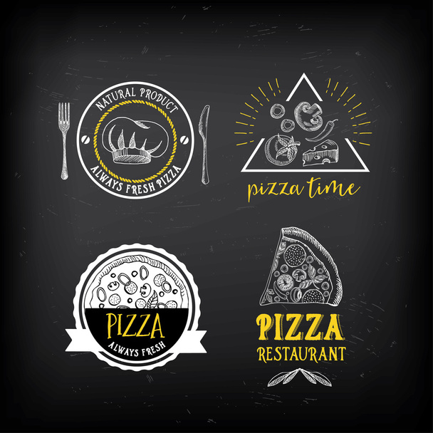 Pizza menu restaurace odznaky - Vektor, obrázek