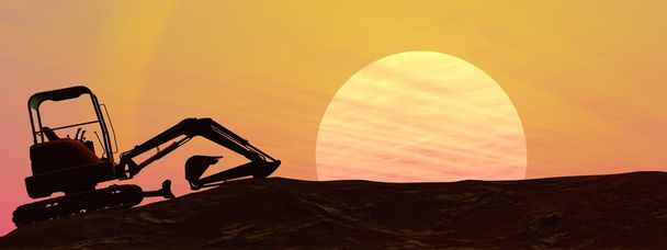 bagr při západu slunce - Fotografie, Obrázek
