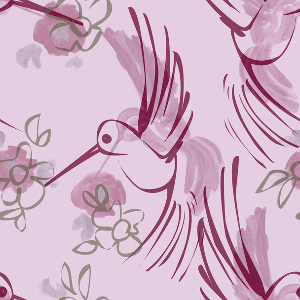 Seamless Pattern with Colibris - Photo, image