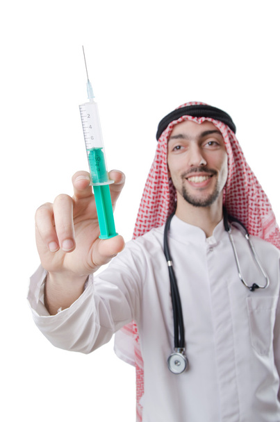 młody arab lekarz na białym tle - Zdjęcie, obraz