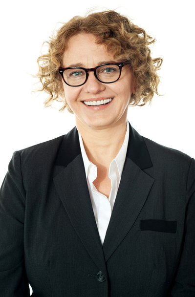 Cropped image of a curly haired business lady - Foto, Imagem